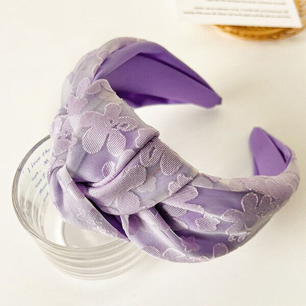 FLOWER PATTERN MID KNOT HEADBAND PURPLE